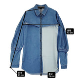 GURTWEIN ガーウィン 新品 Iconic bat-sleeve denim shirt サイズS/36 2411-0510 切替 デニム 長袖シャツ 24SS ブルー レディース【中古】6-0818M♪