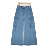 ESTHE 新品 Denim Cargo Maxi Skirt デニムカーゴマキシスカート サイズS 142-3093 ロングスカート ブルー レディース エステ【中古】6-0818G♪