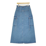ESTHE 新品 Denim Cargo Maxi Skirt デニムカーゴマキシスカート サイズS 142-3093 ロングスカート ブルー レディース エステ【中古】6-0818G♪