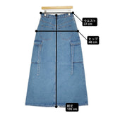 ESTHE 新品 Denim Cargo Maxi Skirt デニムカーゴマキシスカート サイズS 142-3093 ロングスカート ブルー レディース エステ【中古】6-0818G♪