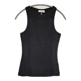 GANNI 新品 SOFT COTTON RIB TANK TOP リブタンクトップ サイズS 定価15400円 T3898 刺繍 タンクトップ ブラック レディース ガニー【中古】6-0818S♪