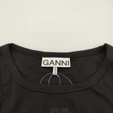 GANNI 新品 SOFT COTTON RIB TANK TOP リブタンクトップ サイズS 定価15400円 T3898 刺繍 タンクトップ ブラック レディース ガニー【中古】6-0818S♪