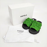 ENFOLD 新品 WAVE SANDALS 定価44000円 サイズ36 300HS255-2460 サンダル 24SS グリーン ブラック レディース エンフォルド【中古】6-0821S♪#