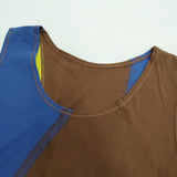 ISSEY MIYAKE IM62JH525 サイズ2 コットン ノースリーブ ワンピース イエロー ブラウン レディース イッセイミヤケ【中古】6-0831S◎