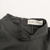 SUM1 STYLE ポリエステル EAZ5031109A0005 タックスリーブ スタンドカラー ワンピース ブラック レディース スミスタイル【中古】6-0831M◎