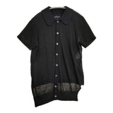 tricot COMME des GARCONS 90年代 AD1997 リネン 異素材 ニット 半袖シャツ ブラック レディース トリココムデギャルソン【中古】6-0831S◎