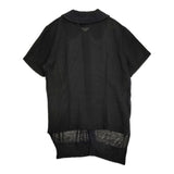tricot COMME des GARCONS 90年代 AD1997 リネン 異素材 ニット 半袖シャツ ブラック レディース トリココムデギャルソン【中古】6-0831S◎