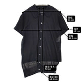 tricot COMME des GARCONS 90年代 AD1997 リネン 異素材 ニット 半袖シャツ ブラック レディース トリココムデギャルソン【中古】6-0831S◎