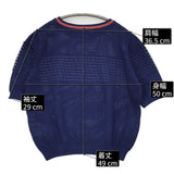 ROSE BUD LK-15141 コットンアクリル 透かし編み 半袖 ニット ブルー レディース ローズバッド【中古】6-0831S◎