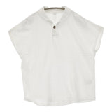 Pal'las Palace １９／－ラフィ天竺ラウンド襟ポロシャツ サイズ3 定価18700円 フレンチスリーブ ポロシャツ 26SS オフホワイト レディース パラスパレス【中古】6-0804S♪
