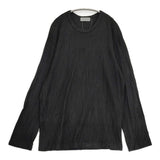 Yohji Yamamoto POUR HOMME HJ-T31-173 サイズ3 ウールニット シワ加工 長袖Ｔシャツ カットソー ロンＴ ブラック メンズ ヨウジヤマモトプールオム【中古】6-0825T♪