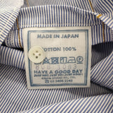 45R/45rpm スタンドカラー ストライプ サイズ1 コットン 日本製 長袖シャツ ブルー ホワイト レディース フォーティーファイブアールピーエム【中古】6-0904M♪