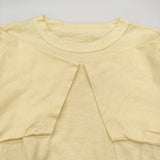 45R/45rpm 908Tシャツ 胸ポケット サイズ1 コットン 日本製 半袖Ｔシャツ カットソー イエロー レディース フォーティーファイブアールピーエム【中古】6-0904S♪