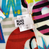 PLEATS PLEASE ISSEY MIYAKE 総柄 マルチカラー pp81FK392 プリーツ サイズ3 半袖Ｔシャツ カットソー ホワイト マルチカラー レディース プリーツプリーズ【中古】6-0831S◎