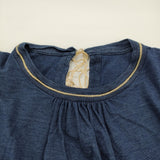 45R/45rpm 天竺の刺繍パフTシャツ（インディゴ）定価55000円 カットソー ネイビー ベージュ レディース フォーティーファイブアールピーエム【中古】6-0908M♪