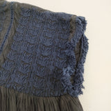 Simplicite 25SS 刺繍 ギャザーブラウス vネック インド製 ノースリーブ ブラウス シャツ ブラック ネイビー レディース シンプリシテェ【中古】6-0831S◎