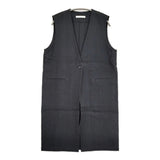 evam eva linen cotton long vest リネンコットンロングベスト サイズM E251T034 ジレ 定価38500円 ベスト 25SS sumi ブラック レディース エヴァムエヴァ【中古】6-0825M♪