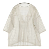 evam eva shadow check gathered pullover シャドウチェックギャザープルオーバー E251T204 コットン 定価25300円 ブラウス 25SS アンティークホワイト レディース エヴァムエヴァ【中古】6-0825M♪