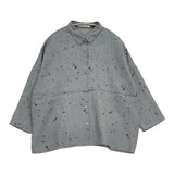 evam eva printed shirt サイズM E251T244 リネン プリント ブラウス 定価34100円 長袖シャツ 25SS グレー レディース エヴァムエヴァ【中古】6-0825M♪