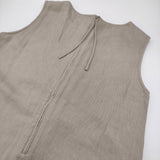 evam eva linen all-in-one リネンオールインワン サロペット E251T230 定価47300円 オールインワン ツナギ 25SS sage グレージュ レディース エヴァムエヴァ【中古】6-0825S♪