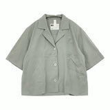 MHL. 24SS WASHED COTTON SHIRTING オープンカラー 定価20900円 サイズ1 595-4152504 半袖シャツ ライトグリーン レディース エムエイチエル【中古】6-0831S◎