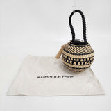 MAISON N.H PARIS SHIMLA NATURAL×NOIR 丸型 インド製 かごバッグ ベージュ ブラック レディース メゾンエヌアッシュパリ【中古】6-0825G♪