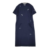 mina perhonen choucho 刺繍 ws8175 サイズ36 コットン 半袖 ワンピース ネイビー ホワイト レディース ミナペルホネン【中古】6-0831S◎