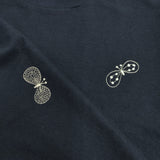 mina perhonen choucho 刺繍 ws8175 サイズ36 コットン 半袖 ワンピース ネイビー ホワイト レディース ミナペルホネン【中古】6-0831S◎