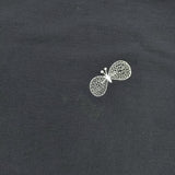 mina perhonen choucho 刺繍 ws8175 サイズ36 コットン 半袖 ワンピース ネイビー ホワイト レディース ミナペルホネン【中古】6-0831S◎