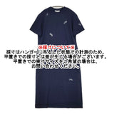 mina perhonen choucho 刺繍 ws8175 サイズ36 コットン 半袖 ワンピース ネイビー ホワイト レディース ミナペルホネン【中古】6-0831S◎