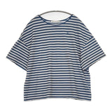 mina perhonen ocean border choucho刺繍 ws8178 サイズ38 コットン 半袖Ｔシャツ カットソー グレー ブルーグリーン レディース ミナペルホネン【中古】6-0831S◎