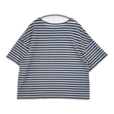mina perhonen ocean border choucho刺繍 ws8178 サイズ38 コットン 半袖Ｔシャツ カットソー グレー ブルーグリーン レディース ミナペルホネン【中古】6-0831S◎
