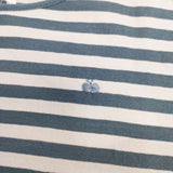 mina perhonen ocean border choucho刺繍 ws8178 サイズ38 コットン 半袖Ｔシャツ カットソー グレー ブルーグリーン レディース ミナペルホネン【中古】6-0831S◎