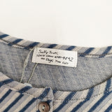 Sally Scott 新品 ストライプ 57-81-8843 コットンナイロン Mサイズ 七分袖 カーディガン ブルー グレー レディース サリースコット【中古】6-0831M◎