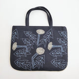mina perhonen tanpopo ws7761p 刺繍 レッスンバッグ 日本製 トートバッグ ネイビー レディース ミナペルホネン【中古】6-0825G♪