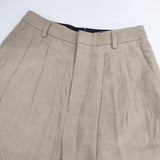 MARGARET HOWELL HIGH DENSE LINEN POPLIN TROUSERS 定価31900円 578-8141002 サイズ1 ショートパンツ ハーフパンツ ショーツ ベージュ レディース マーガレットハウエル【中古】6-0831S◎