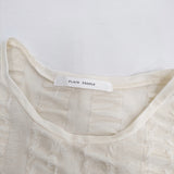 PLAIN PEOPLE ストライプカットJQバルーンブラウス 定価34100円 A1561UTS305 チュニック ブラウス シャツ オフホワイト レディース プレインピープル【中古】6-0831S◎