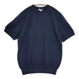 SLOANE 新品 12G天竺カシミヤクルーネック半袖ニット サイズ4 定価41800円 セーター ニット ネイビー レディース スローン【中古】6-0825T♪