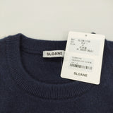 SLOANE 新品 12G天竺カシミヤクルーネック半袖ニット サイズ4 定価41800円 セーター ニット ネイビー レディース スローン【中古】6-0825T♪