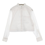 HYKE OXFORD B.D. SHIRT WITH SHEER SLEEVE サイズ2 251-15246 シアースリーブ 長袖シャツ 25SS ホワイト レディース ハイク【中古】6-0901M♪