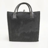 COMME des GARCONS JUNYA WATANABE ステアガラス×ヘアハイド レザーバッグ 定価64900円 ハンドバッグ ブラック レディース ジュンヤワタナベ【中古】6-0901G♪