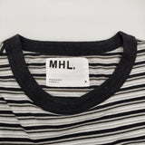 MHL. COTTON LINEN STRIPE JERSEY サイズ2 595-6168204 定価15400円 半袖Ｔシャツ カットソー 26SS ブラック ベージュ レディース エムエイチエル【中古】6-0825S♪