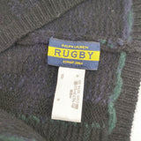 RALPH LAUREN RUGBY チェック タッセル付き ウール 帽子 ニット帽 ニットキャップ ネイビー グリーン レディース ラルフローレン【中古】6-1004T◎