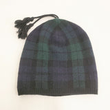RALPH LAUREN RUGBY チェック タッセル付き ウール 帽子 ニット帽 ニットキャップ ネイビー グリーン レディース ラルフローレン【中古】6-1004T◎