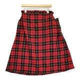 R&D.M.Co- WOOL TARTAN CHECK STRING SKIRT 定価53900円 ウールタータンチェック ロングスカート wallace レッド ブラック レディース オールドマンズテーラー【中古】6-1009T♪