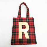 R&D.M.Co- WOOL TARTAN CHECK TOTE BAG 5908 ウール トートバッグ レッド ゴールド レディース オールドマンズテーラー【中古】6-1012T◎
