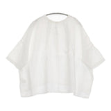 かぐれ リネンクルーネックハーフスリーブ 定価15400円 GAA5-23M019 ブラウス シャツ 25SS ホワイト レディース かぐれ/KAGURE【中古】6-0901S♪
