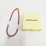 SANDRALEXANDRA サンドラ・アレキサンドラ 25AW NEW - PEARLSTONE NECKLACE 定価26400円 25091410000530 ガラス パール ネックレス レッド レディース【中古】6-1012G◎