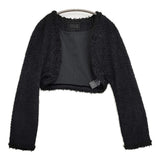 FOXEY BOUTIQUE 日本製 ボレロ サイズ40 日本製 ボタンレス ノーカラージャケット ブラック レディース フォクシー ブティック【中古】6-0901T♪