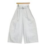 FRAY I.D 新品 ワイドバレルレッグパンツ サイズ0 定価20900円 FWFP262015 ベルテッド パンツ 26SS ライトブルー レディース フレイアイディー【中古】6-0901G♪